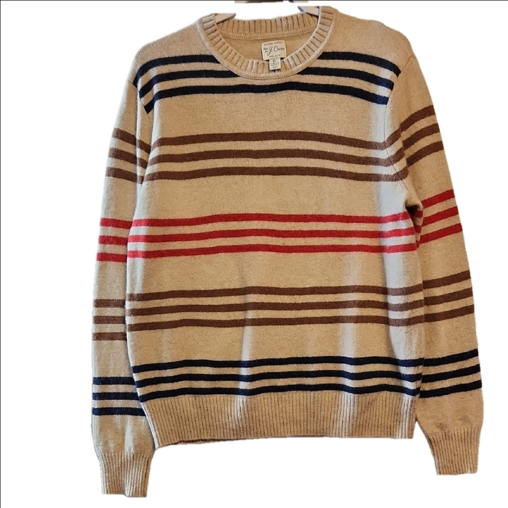 J.Crew Rugged Merino Wool Blend Striped Men's Sweater sz XL